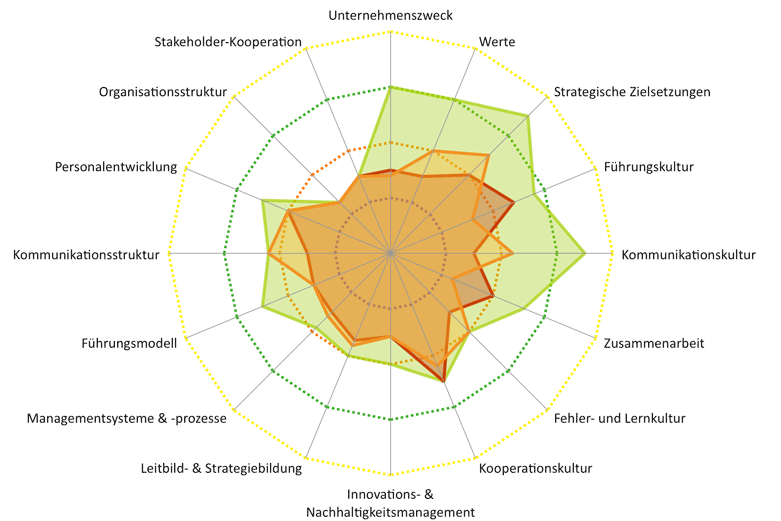 Diagramm Organisationale Gestaltungselemente laut INU